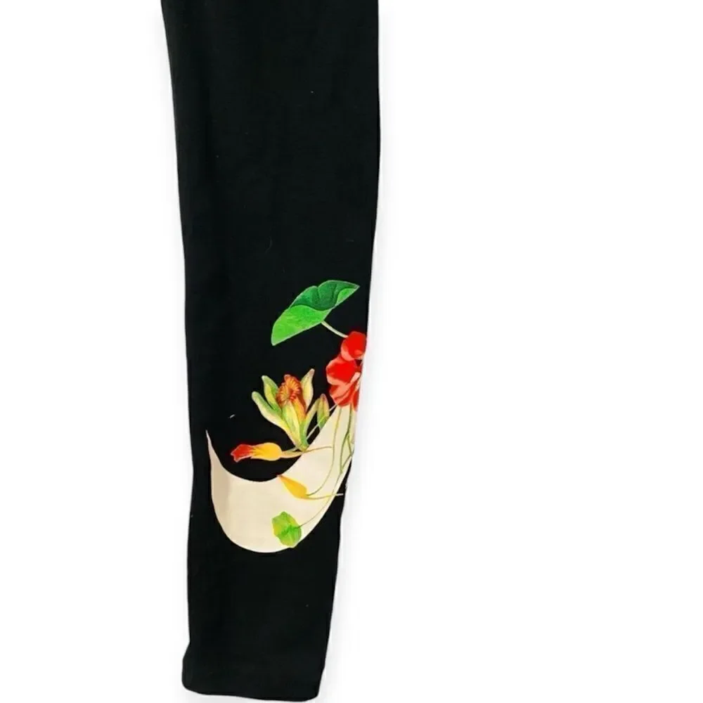 Nike Ultra Femme Black Floral Graphic Leggings Tights AQ9728-10 Size XS
